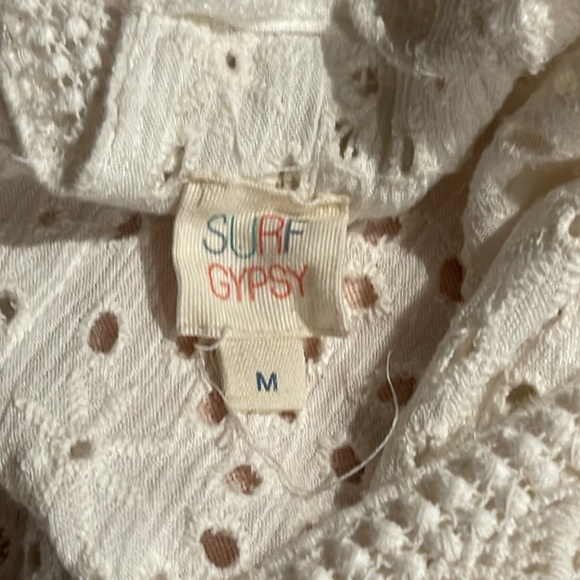 Surf Gypsy white 100% cotton V-Neck dress / Cover-Up M - Picture 7 of 7